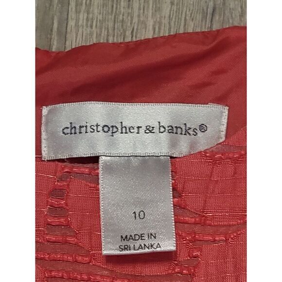 Christopher & Banks  Lined Floral Design Cap Sleeves Pink‎ Dress Size 10 - Picture 7 of 12